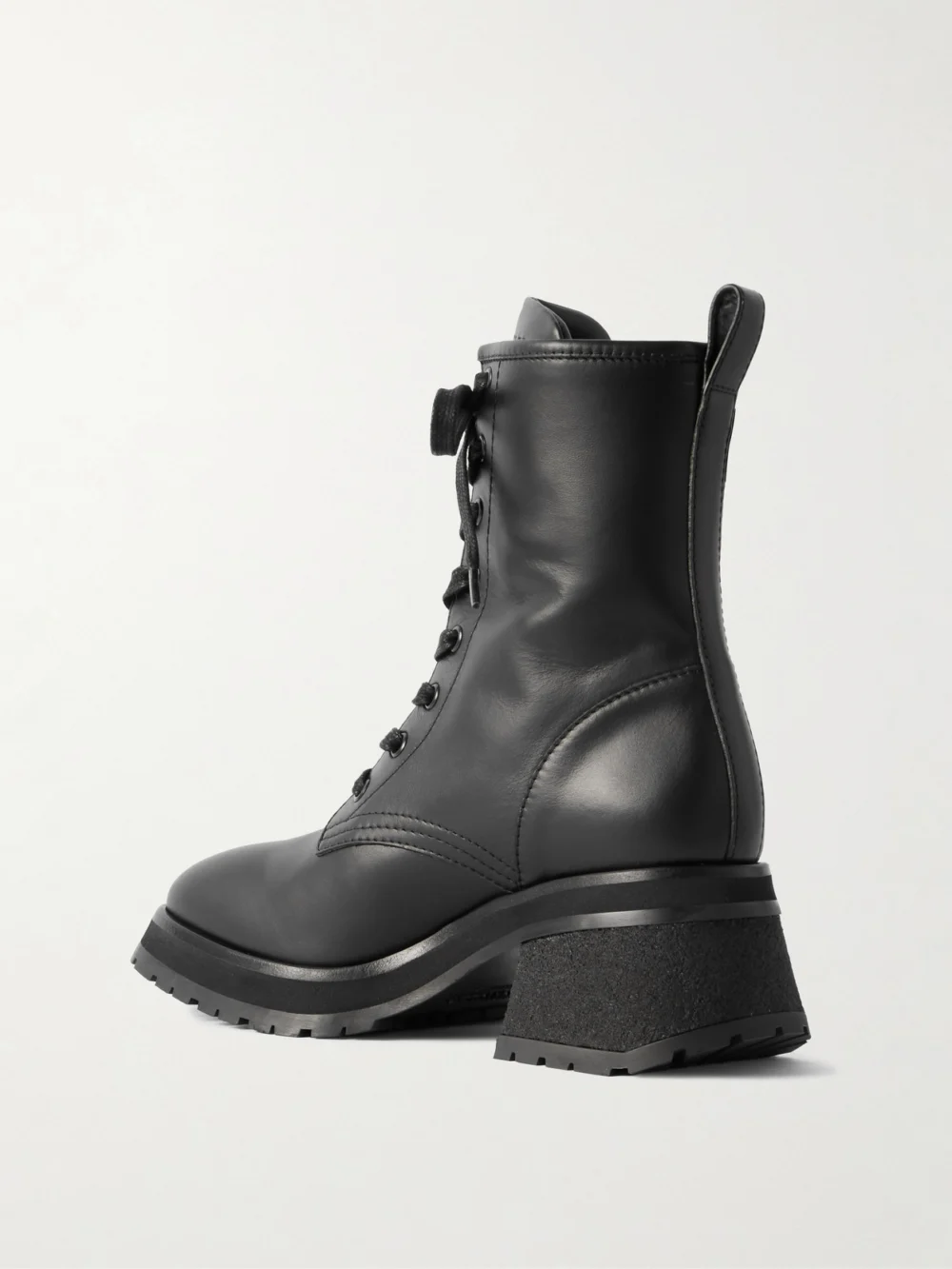 Back view of the Moncler Gigi Leather Ankle Boots