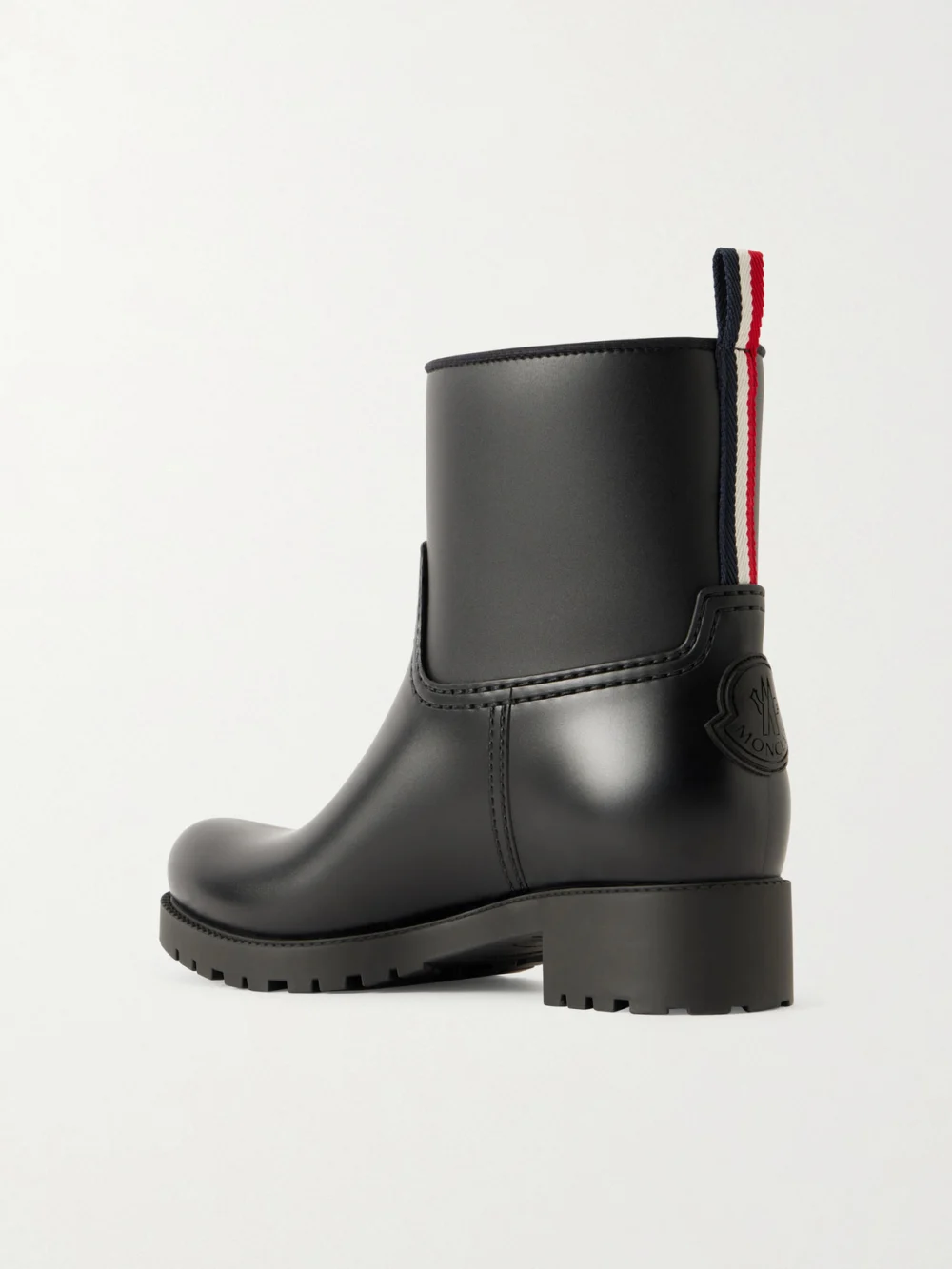 Back view of the Moncler Ginette Grosgrain-trimmed Rubber Rain Boots