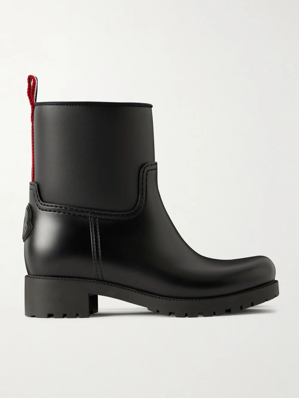 Moncler Ginette Grosgrain-trimmed Rubber Rain Boots in black