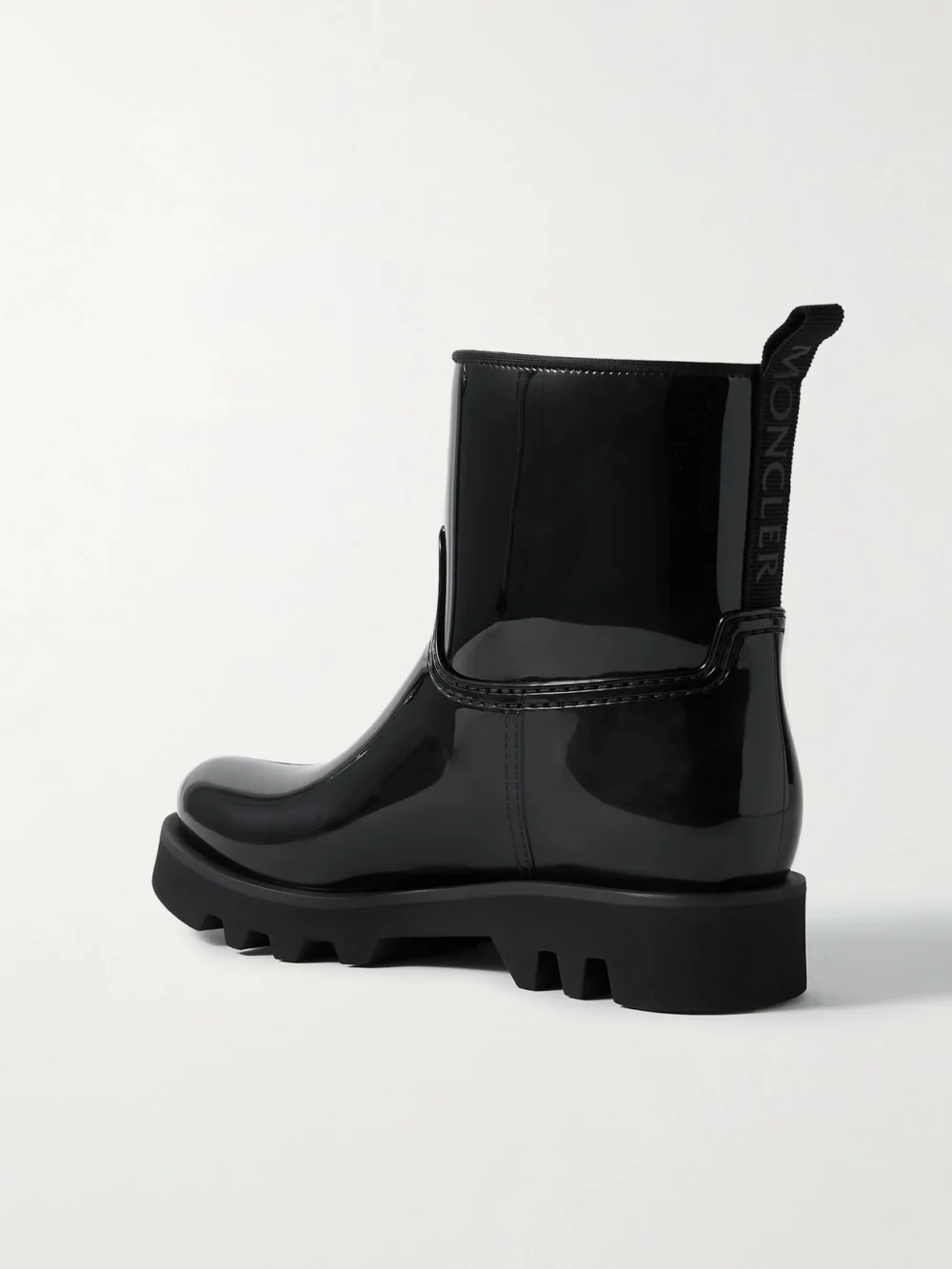 Back view of the Moncler Ginette Logo-appliquéd Glossed-rubber Rain Boots