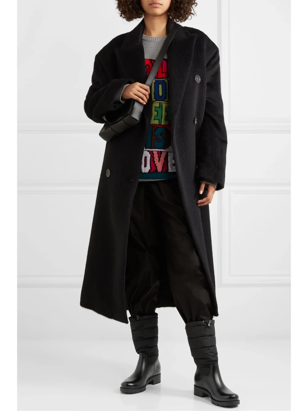 Moncler Ginette Quilted Shell and Rubber Rain Boots, styled view