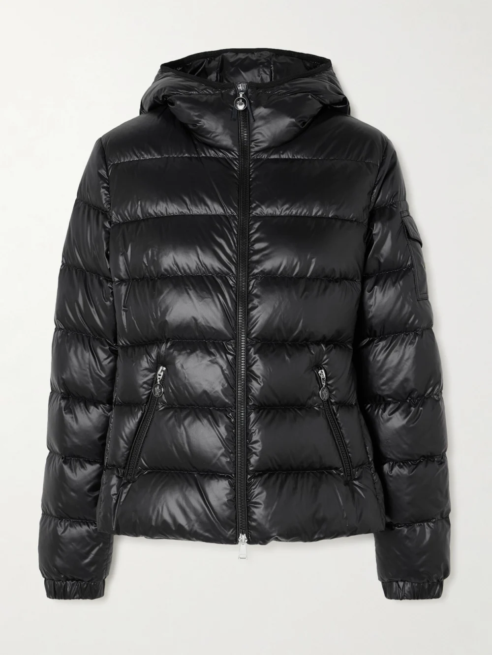 Moncler Gles Hooded Quilted Shell Down Jacket in black