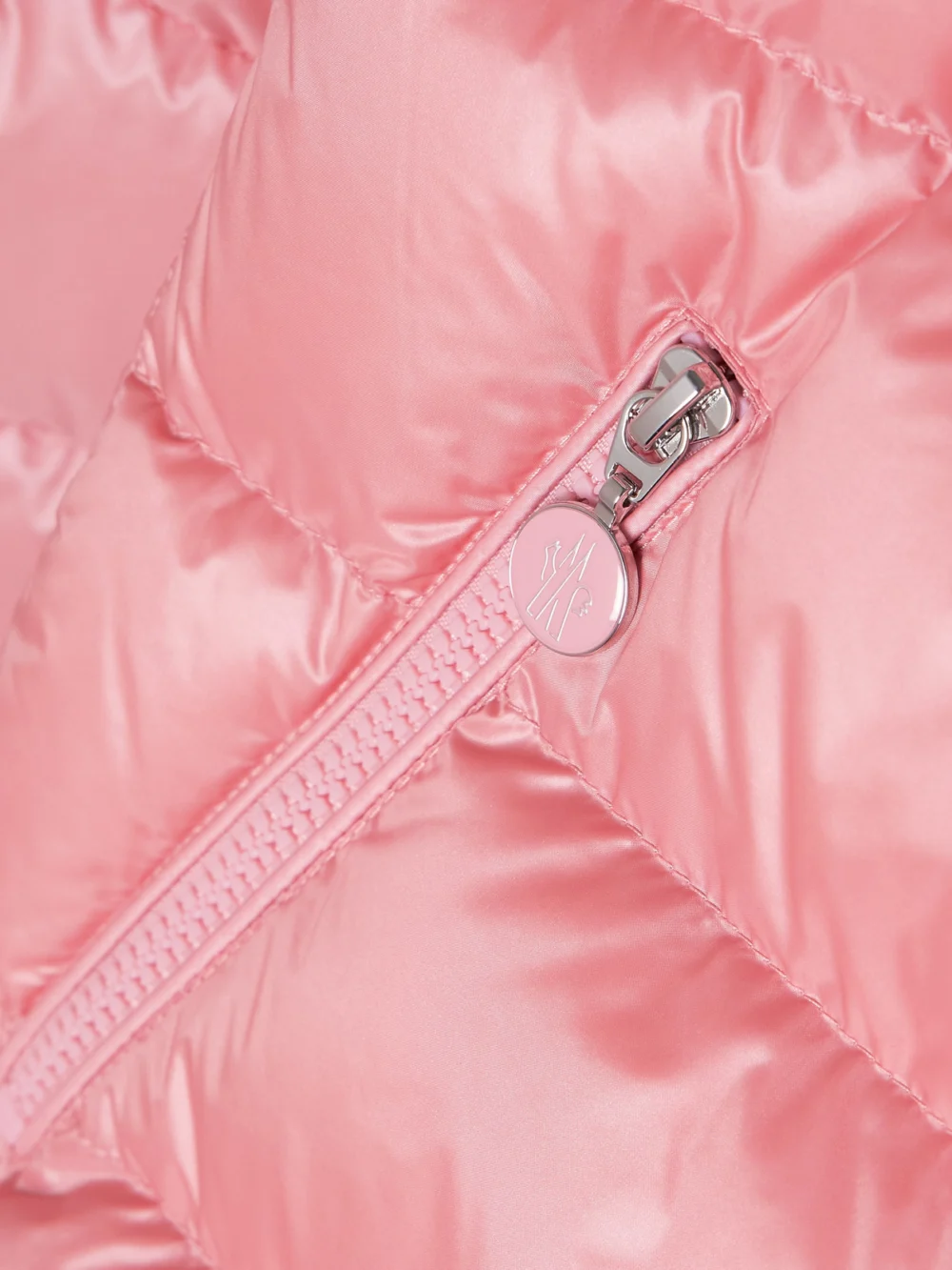 Close-up detail of the Moncler Gles Hooded Quilted Shell Down Jacket