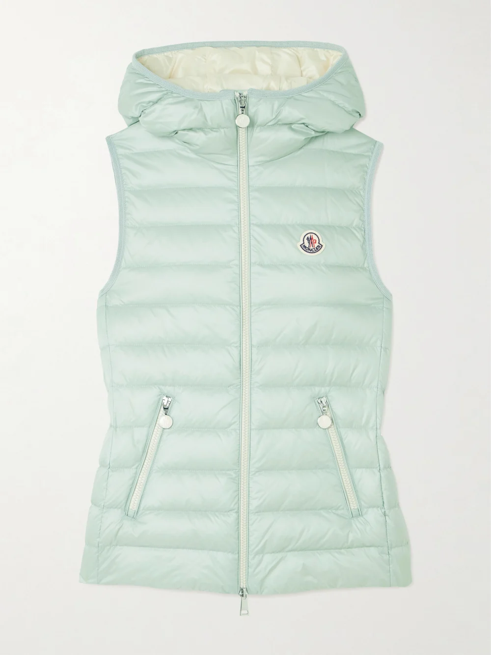 Moncler Glygosse Hooded Quilted Shell Down Vest in sage green
