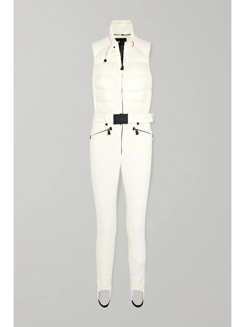 Moncler Grenoble Belted Quilted Padded Shell Ski Suit in white