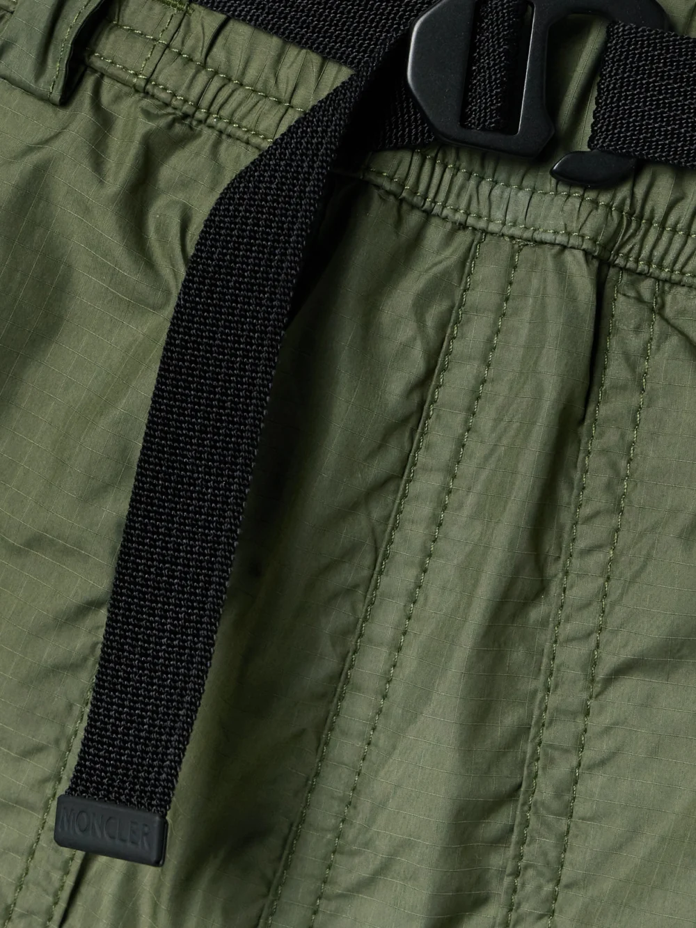 Close-up detail of the Moncler Grenoble Belted Ripstop Cargo Pants