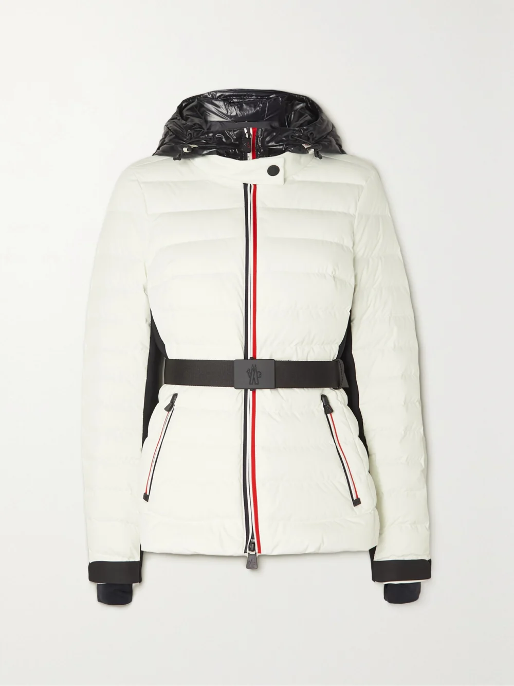 Moncler Grenoble Bruche Belted Two-tone Quilted Down Ski Jacket in white