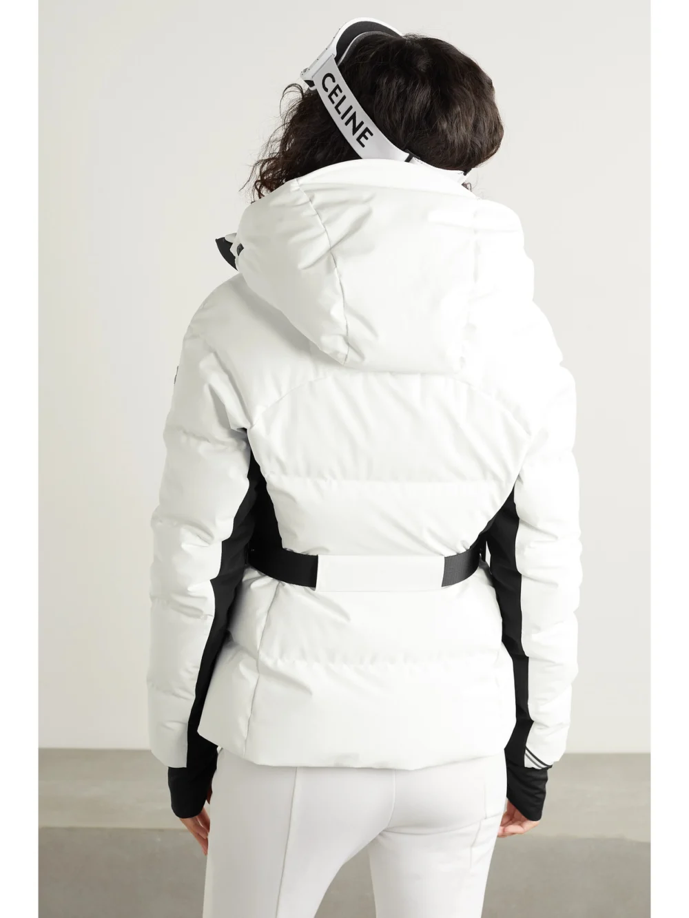 Back view of the Moncler Grenoble Guyane Hooded Jersey-trimmed Quilted Shell Down Jacket