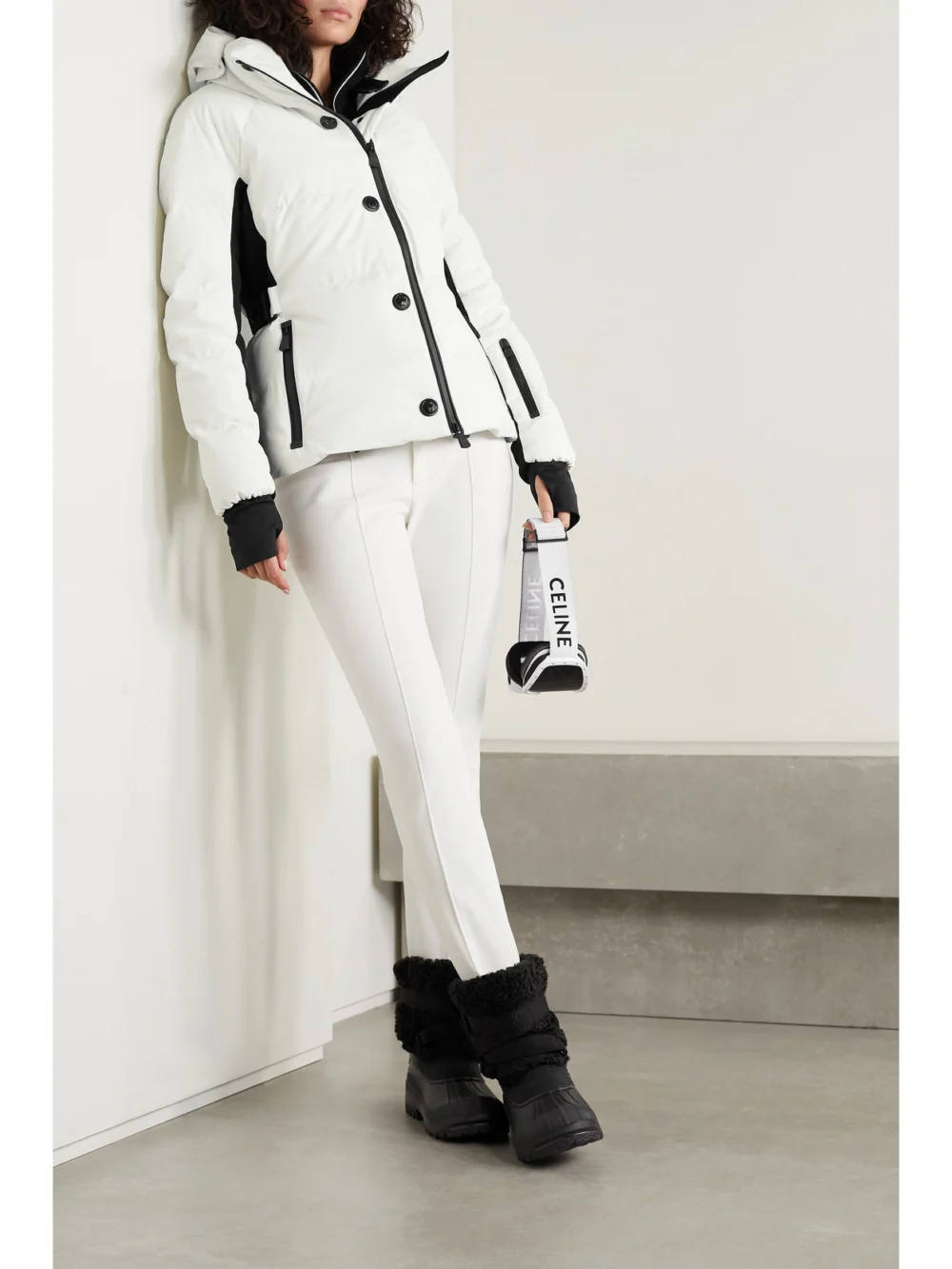 Moncler Grenoble Guyane Hooded Jersey-trimmed Quilted Shell Down Jacket, worn by a model
