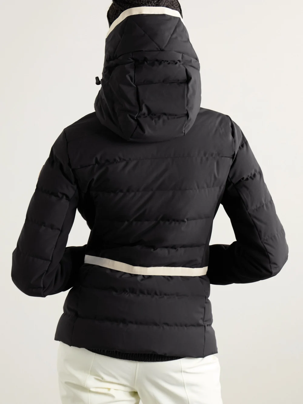 Back view of the Moncler Grenoble Lamoura Hooded Grosgrain-trimmed Quilted Down Ski Jacket