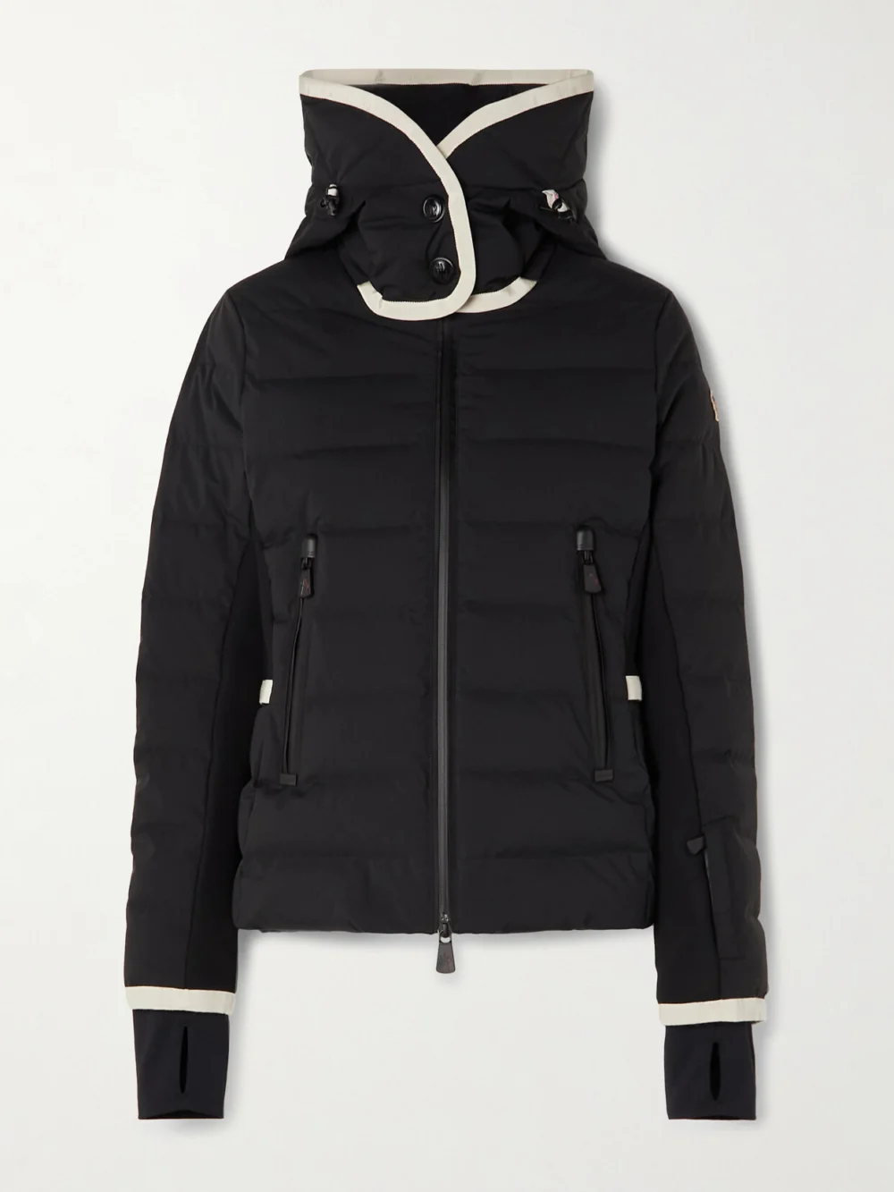 Moncler Grenoble Lamoura Hooded Grosgrain-trimmed Quilted Down Ski Jacket in black