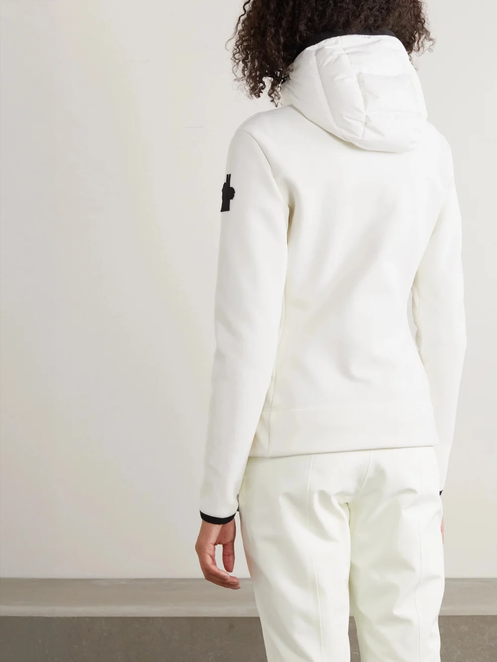 Back view of the Moncler Grenoble Lamoura Hooded Grosgrain-trimmed Quilted Down Ski Jacket