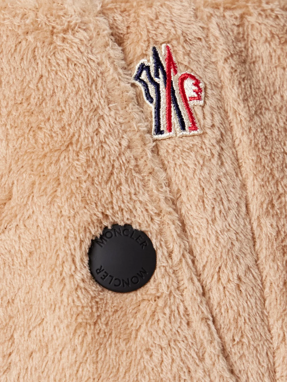 Close-up detail of the Moncler Grenoble Nylon Laqué-trimmed Polartec® Fleece Tapered Track Pants