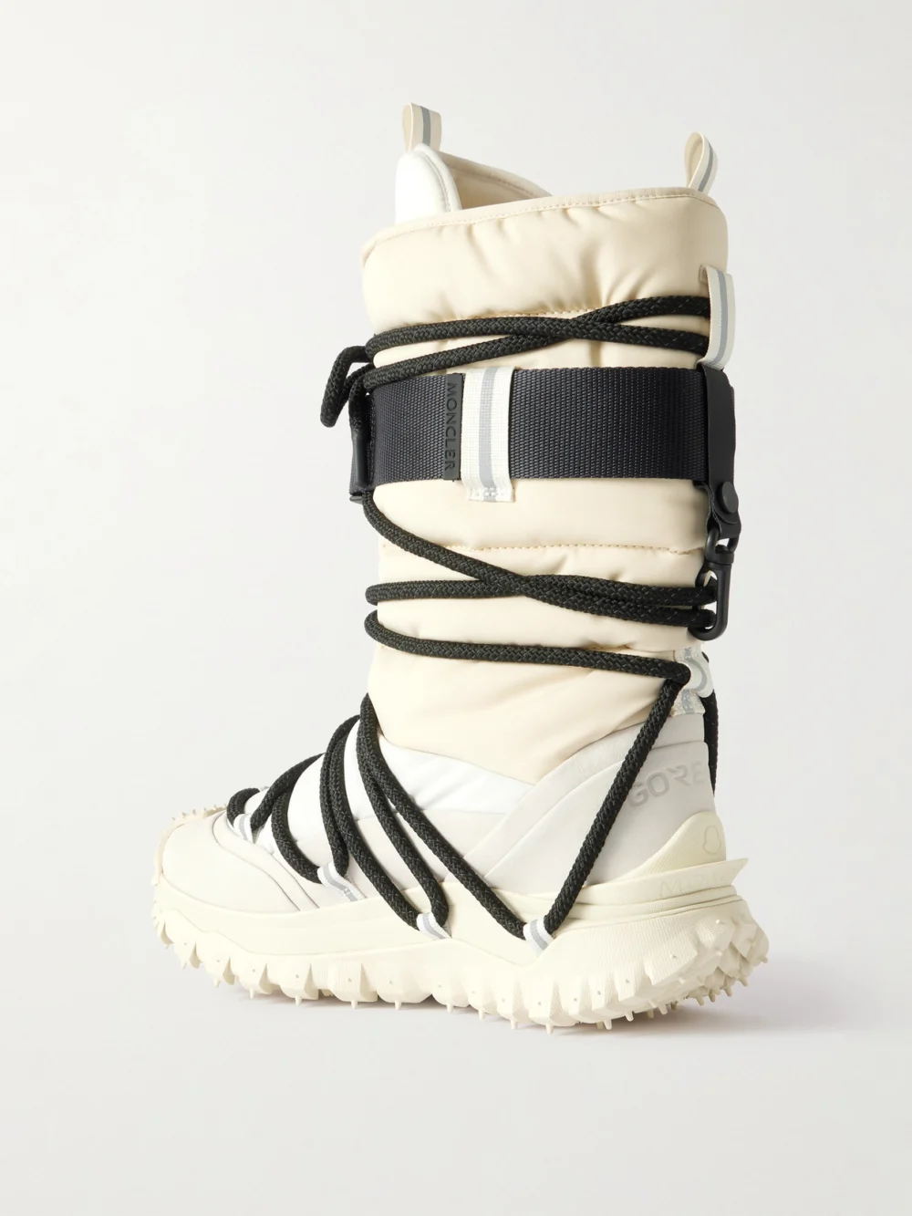 Back view of the Moncler Grenoble Trailgrip Leather-trimmed Quilted Gore-tex® Ski Boots