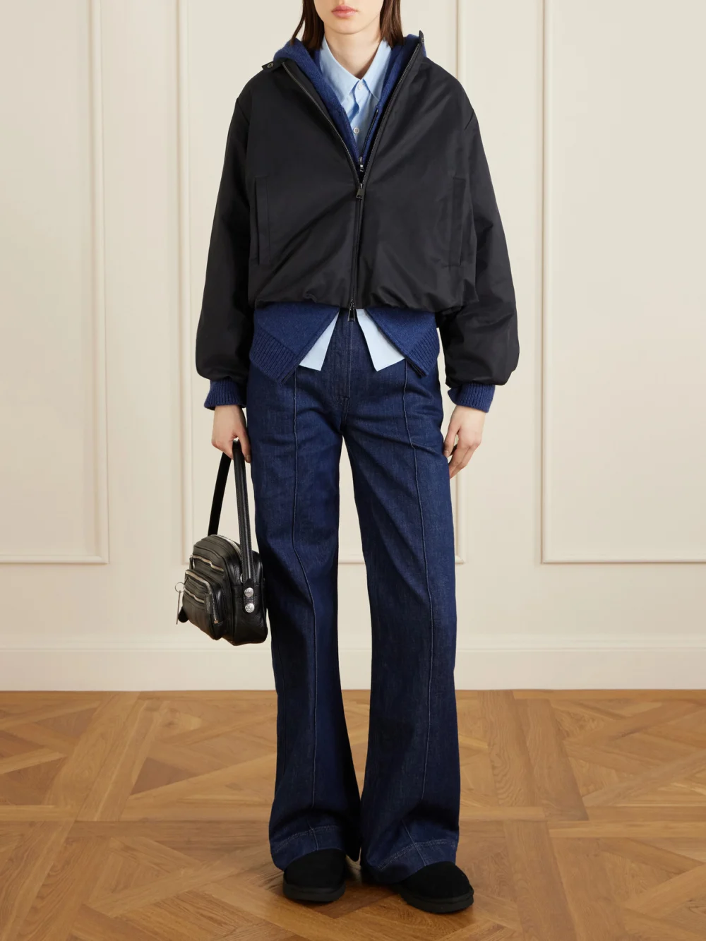 Moncler Gruissan Appliquéd Cotton-blend Bomber Jacket, worn by a model