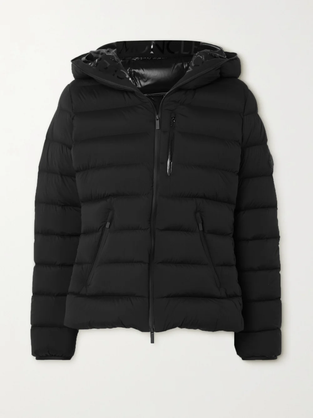 Moncler Herbe Hooded Quilted Shell Down Jacket in black