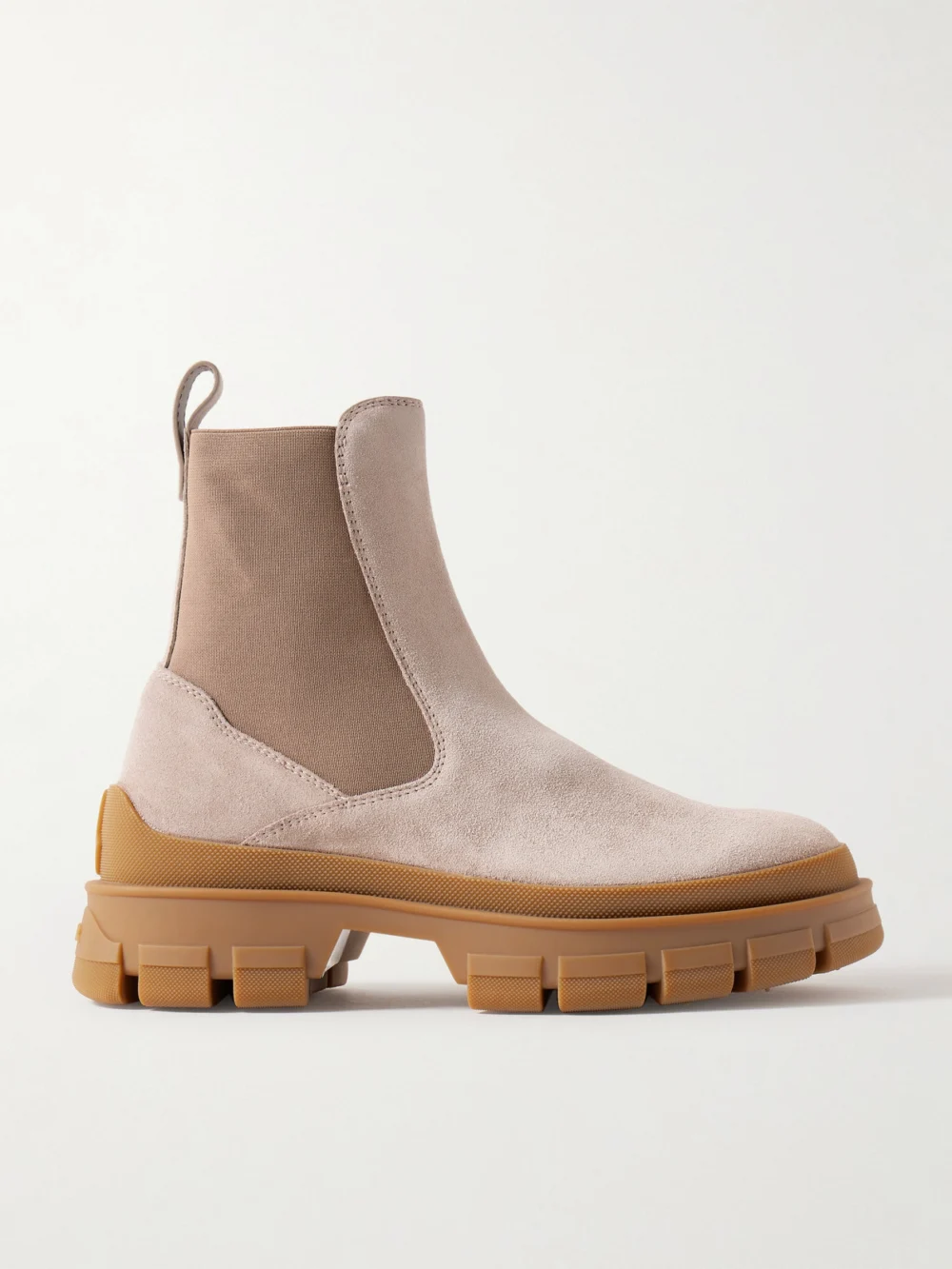 Moncler Hevea Suede Chelsea Boots in tan