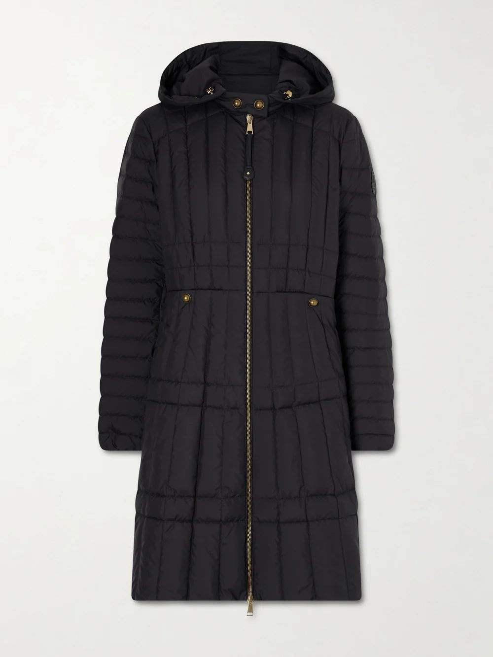 Moncler Hooded Appliquéd Padded Quilted Shell Down Coat in black