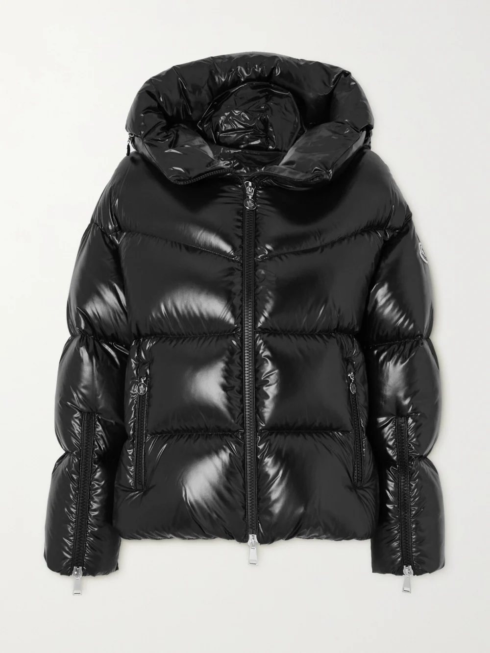 Moncler Huppe Appliquéd Quilted Padded Hooded Shell Down Jacket in black