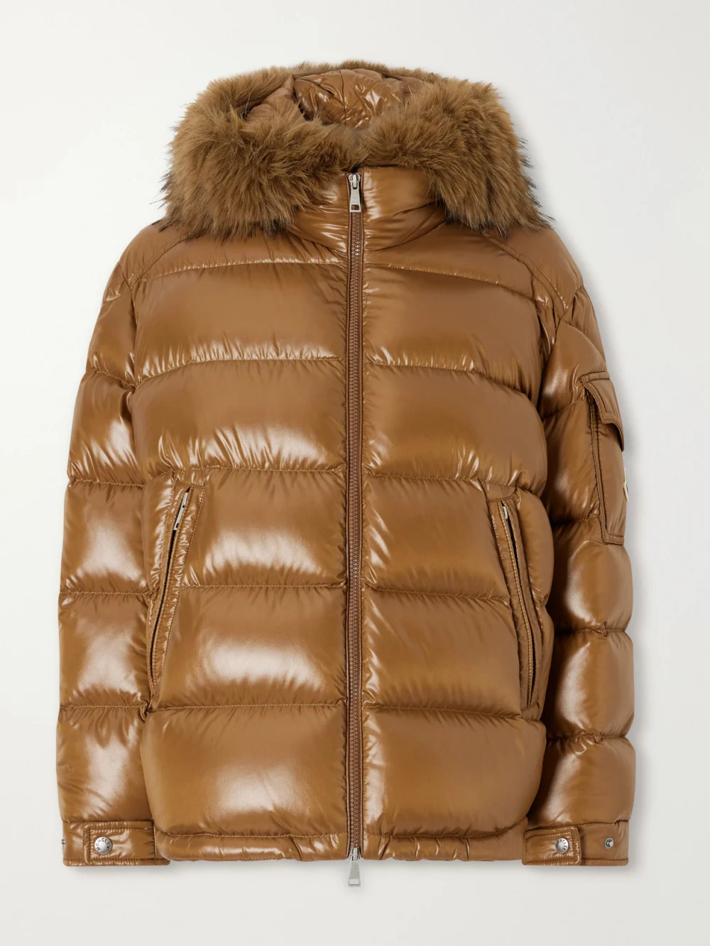 Moncler Hypolais Hooded Plush-trimmed Quilted Shell Down Jacket in brown