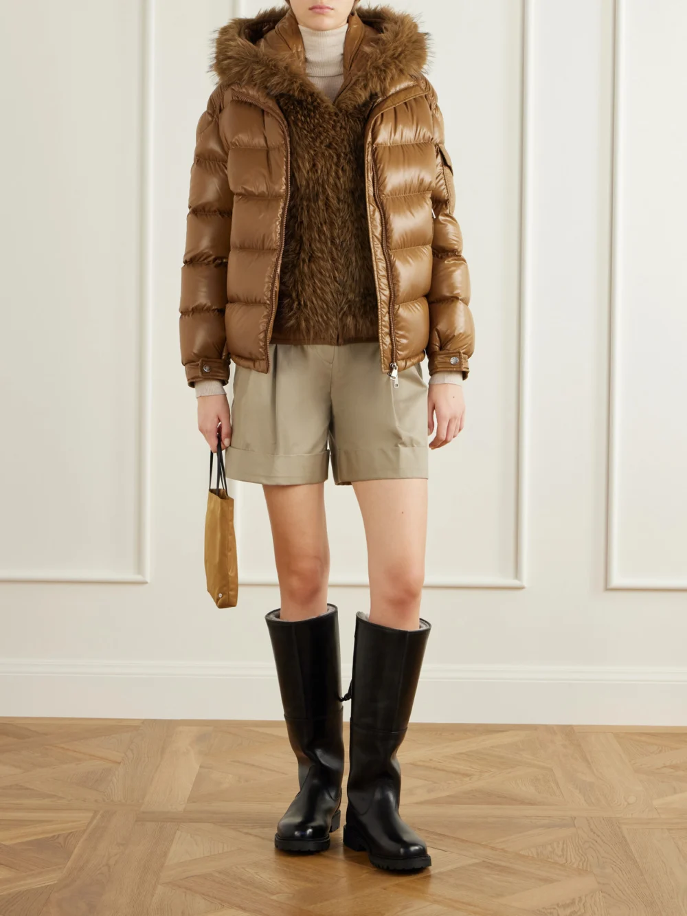 Moncler Hypolais Hooded Plush-trimmed Quilted Shell Down Jacket, worn by a model
