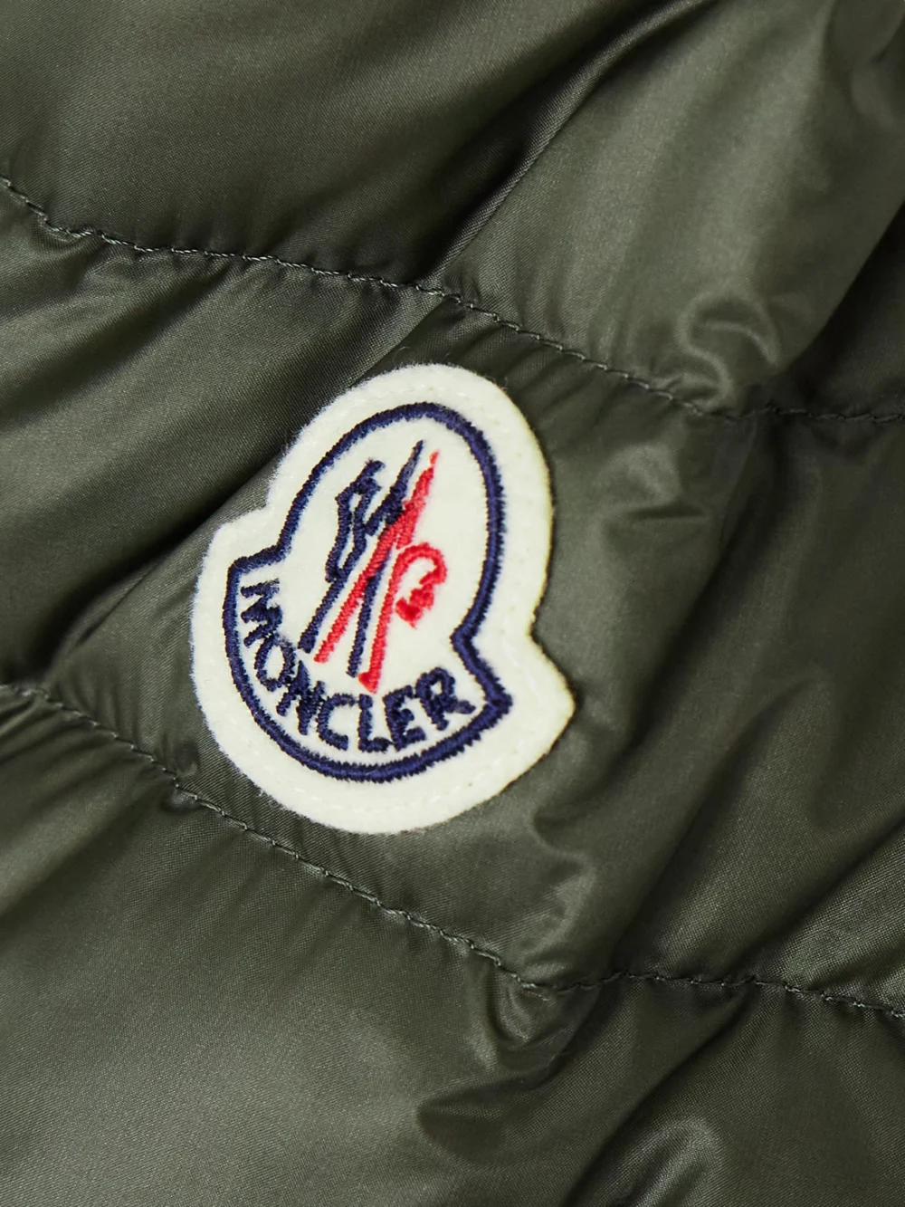 Close-up detail of the Moncler Igelle Padded Quilted Shell Down Jacket