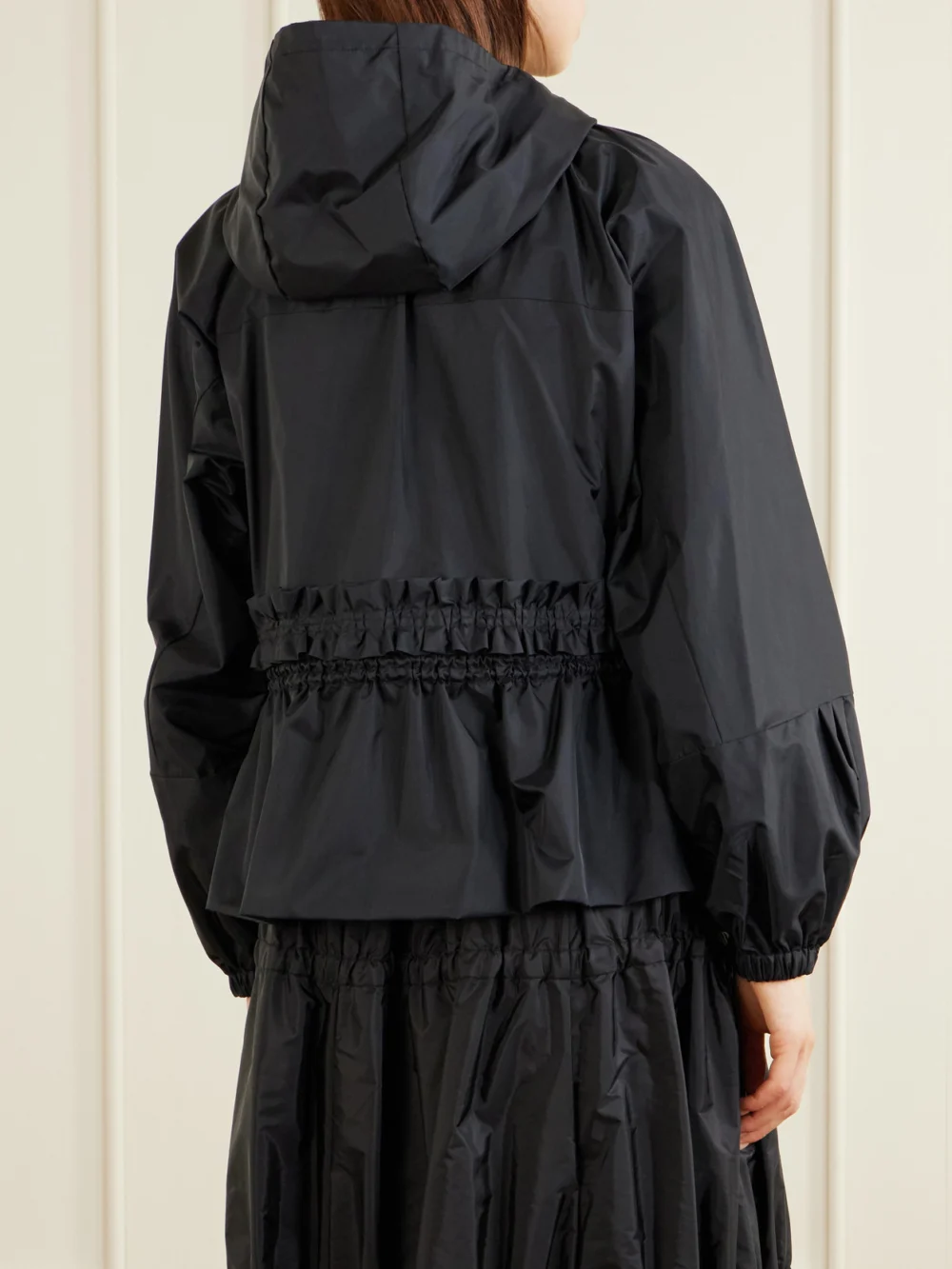 Back view of the Moncler Imaginaire Ruffled Shell Jacket