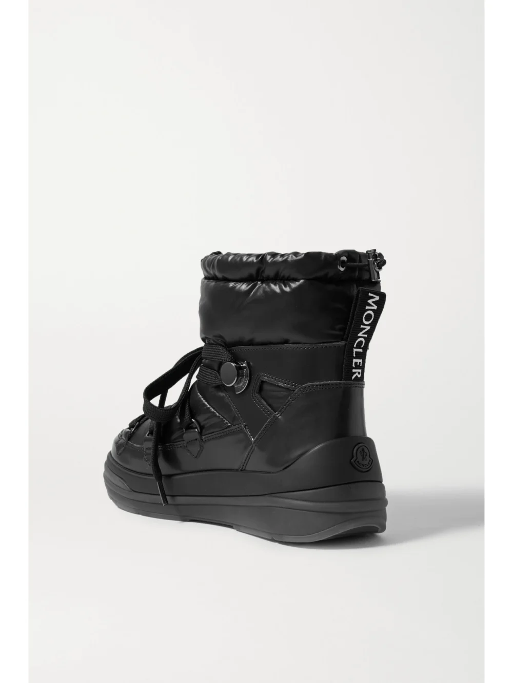 Back view of the Moncler Insolux Leather and Padded Shell Ankle Boots