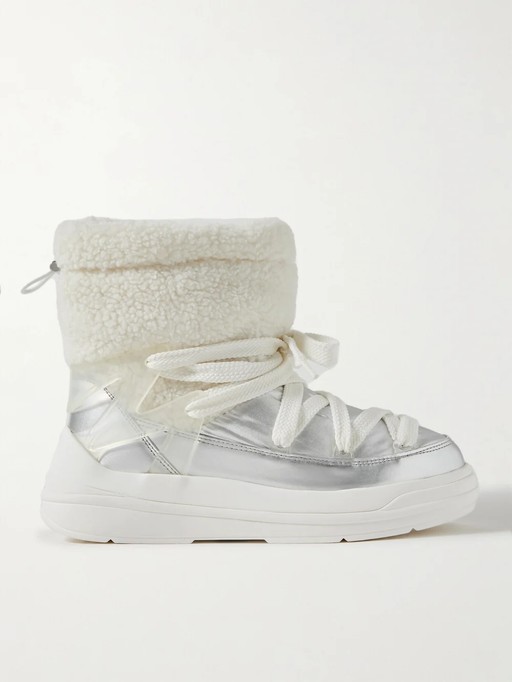 Moncler Insolux M Rubber-trimmed Fleece, Metallic Shell and Leather Snow Boots in white