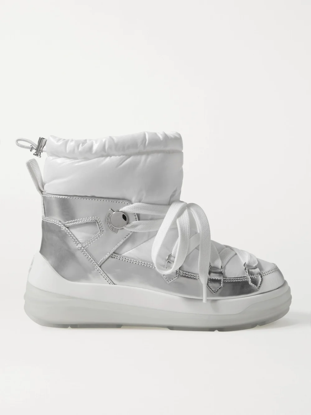 Moncler Insolux Metallic Leather and Padded Shell Ankle Boots in white