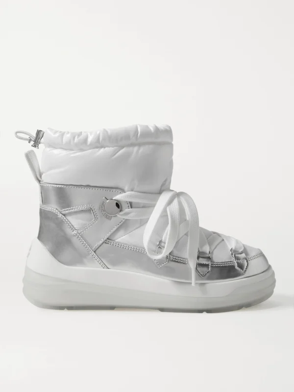 Moncler Insolux Metallic Leather and Padded Shell Ankle Boots