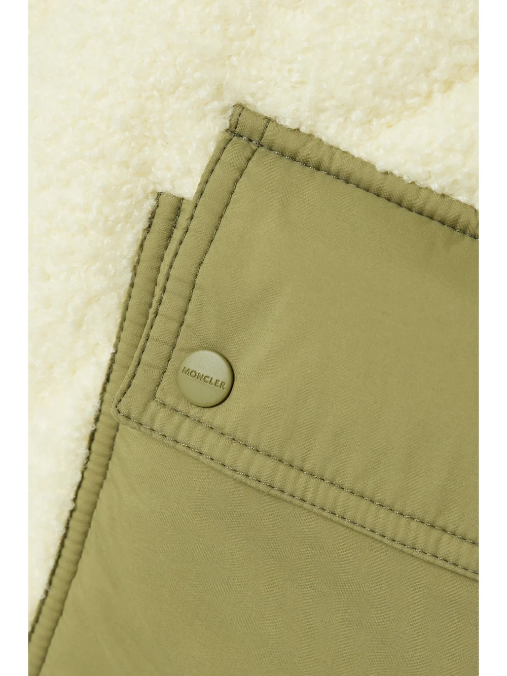 Close-up detail of the Moncler Jonquille Shell-trimmed Quilted Fleece Down Jacket