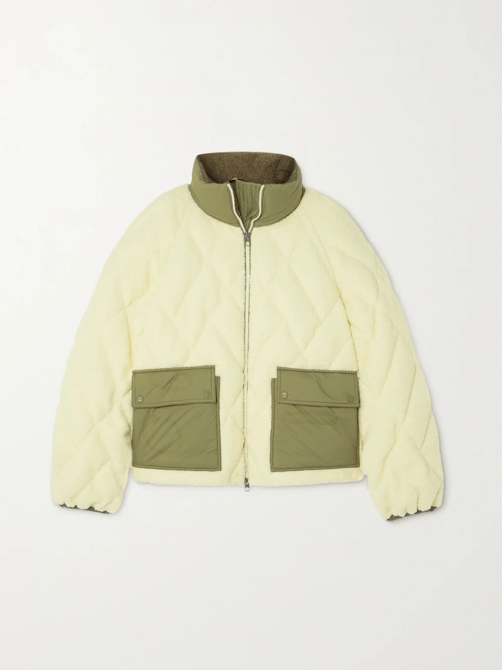 Moncler Jonquille Shell-trimmed Quilted Fleece Down Jacket in off-white