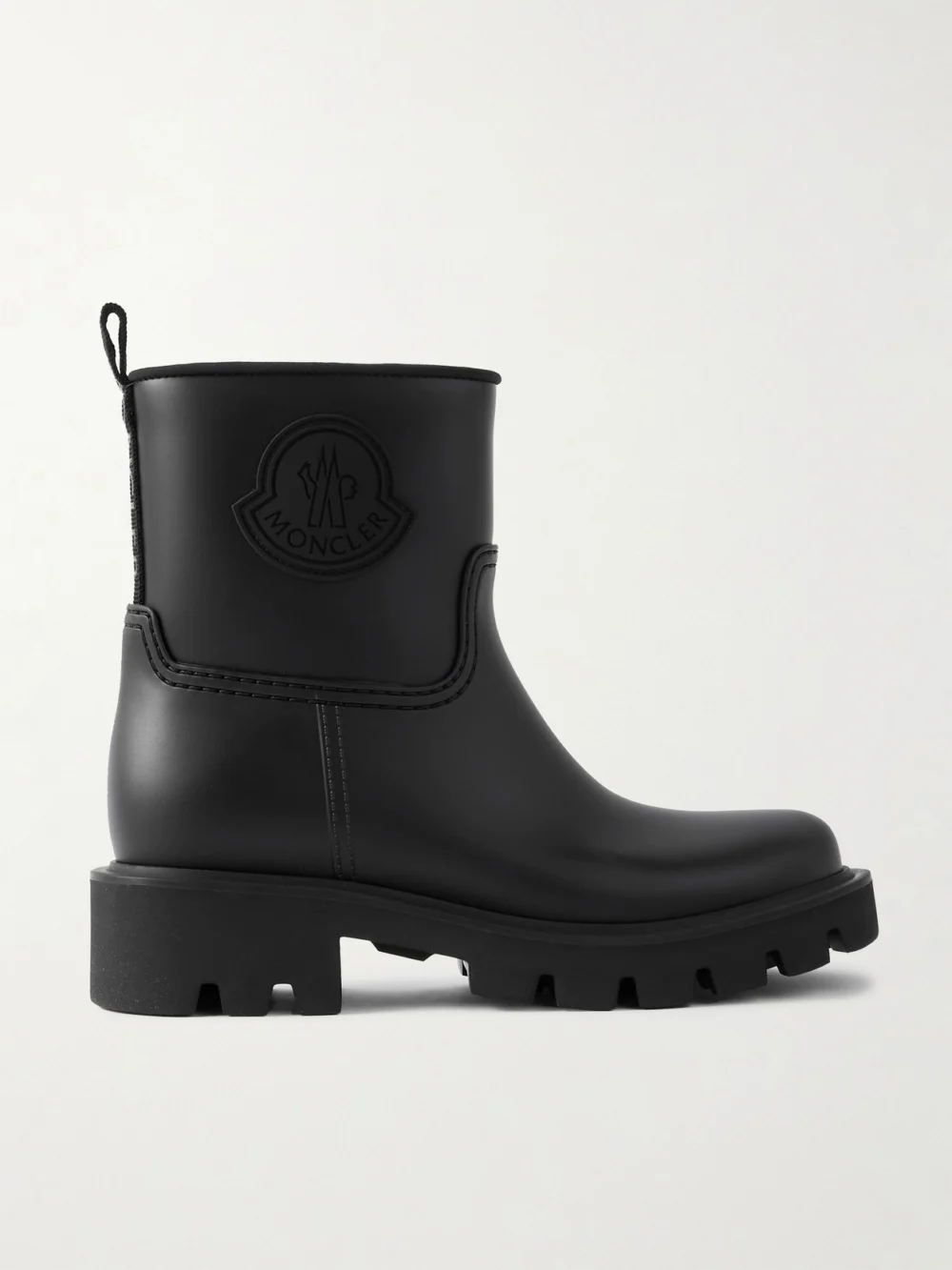 Moncler Kickstream Leather and Shell Ankle Boots in black