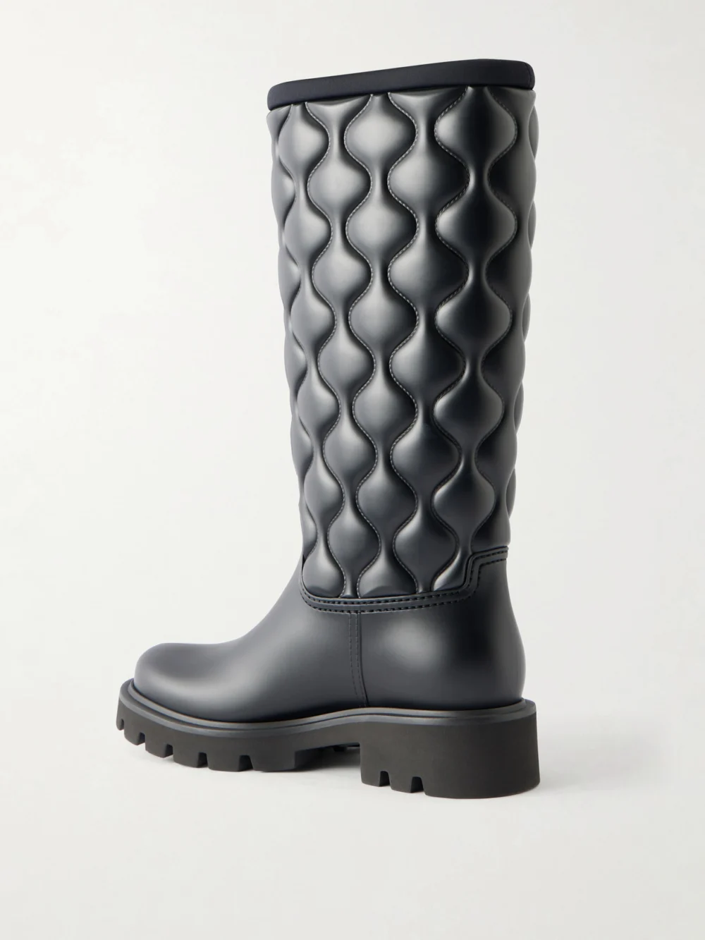 Back view of the Moncler Kickstream Quilt Rubber Knee Boots