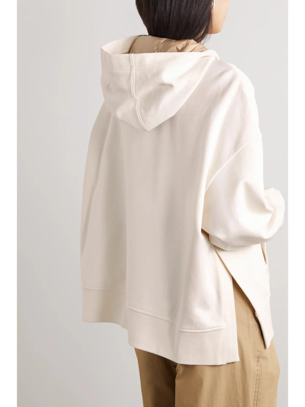 Back view of the Moncler Lace-up Cotton-blend Jersey Hoodie