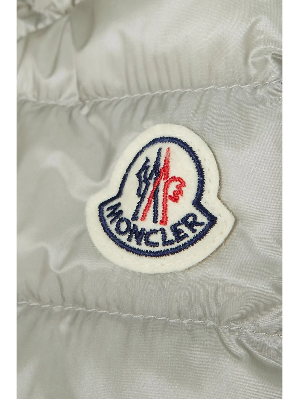 Close-up detail of the Moncler Lans Quilted Metallic Shell Down Jacket