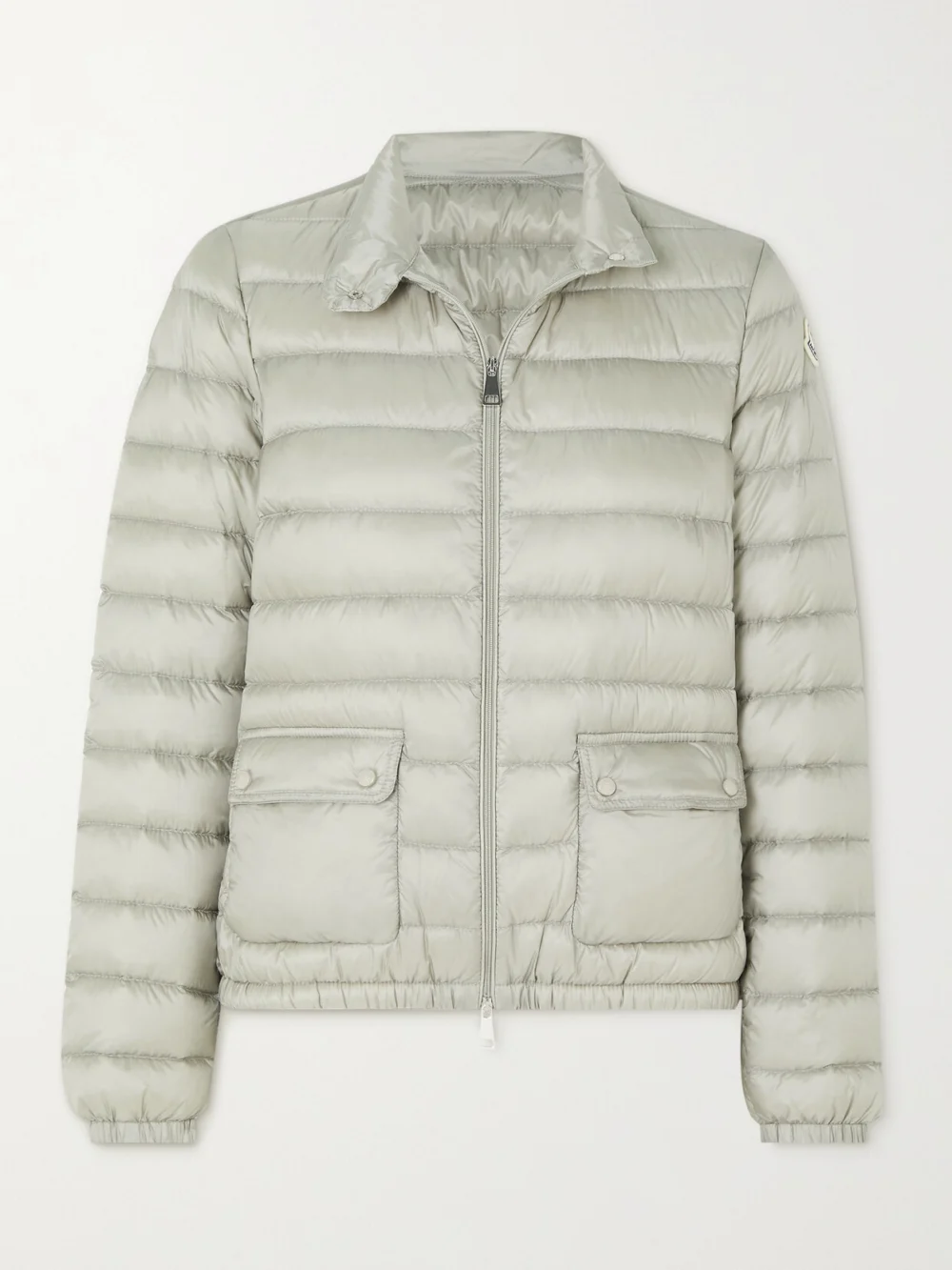 Moncler Lans Quilted Metallic Shell Down Jacket in silver