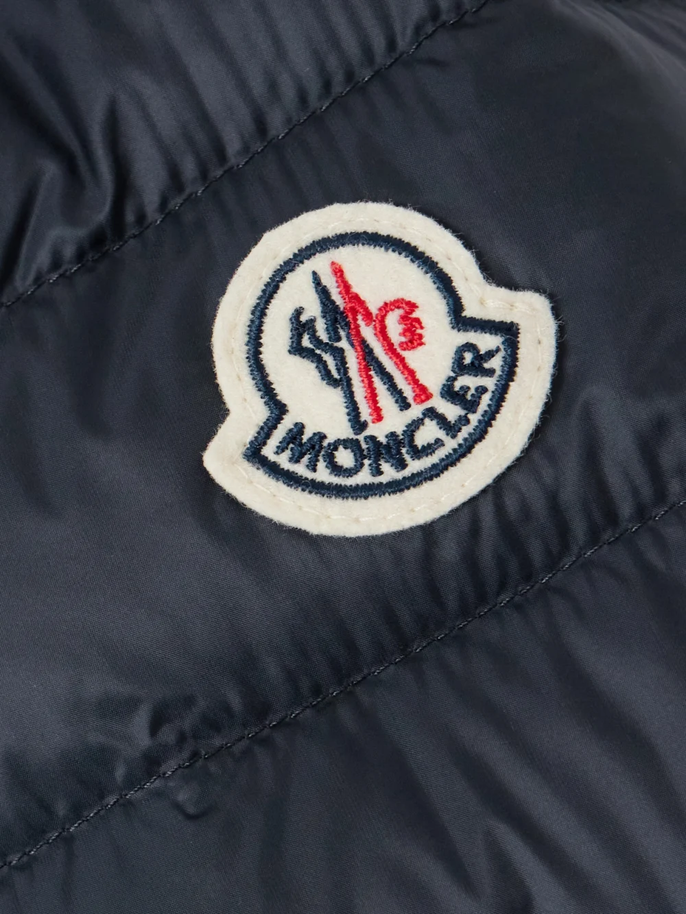 Close-up detail of the Moncler Lans Quilted Shell Down Jacket