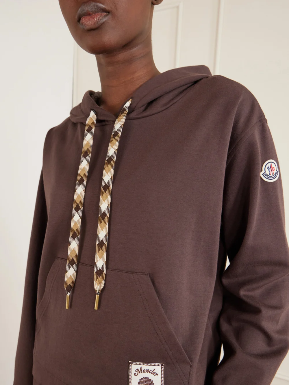 Close-up detail of the Moncler Logo-appliquéd Cotton-blend Hoodie