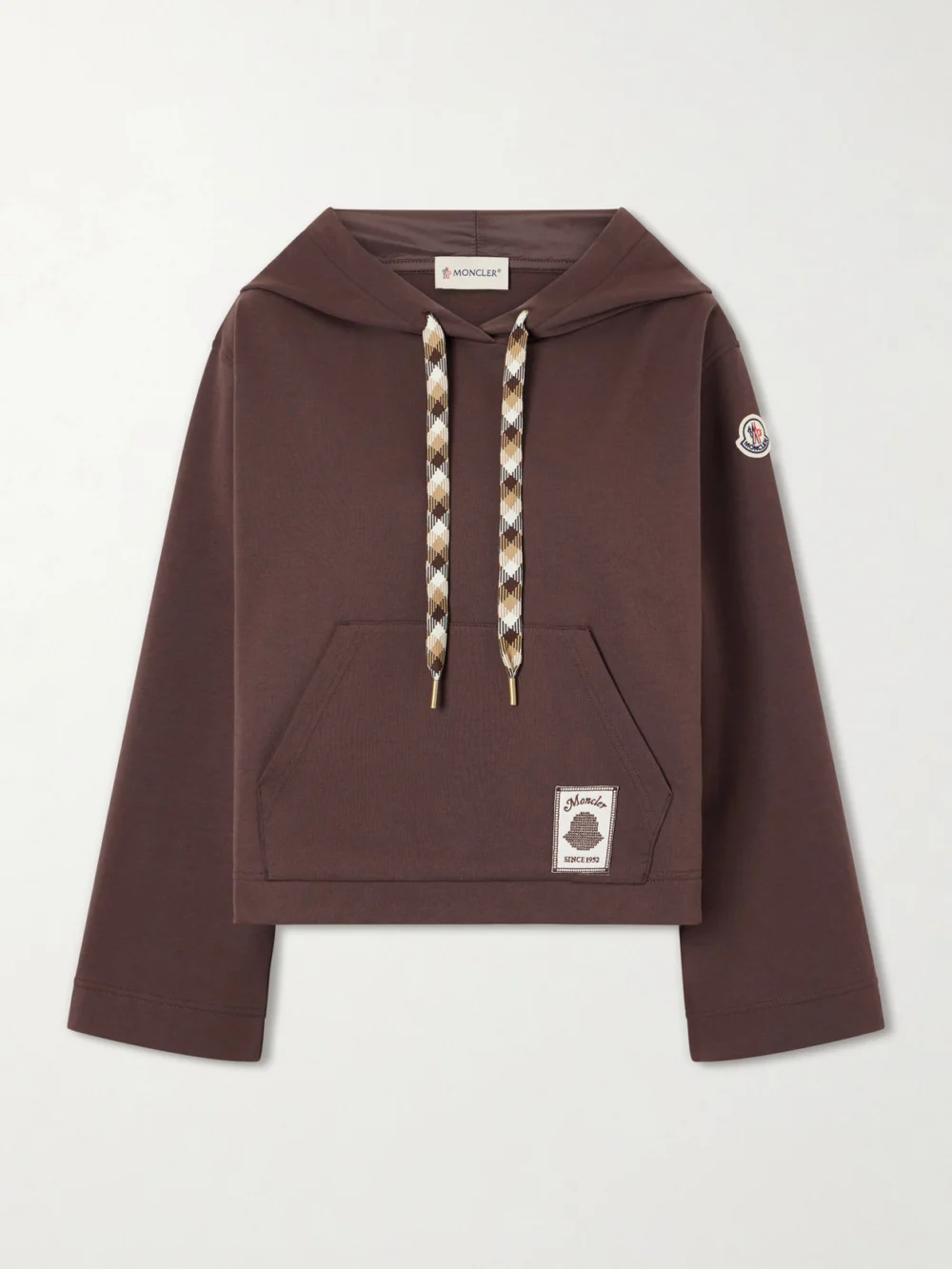 Moncler Logo-appliquéd Cotton-blend Hoodie in brown