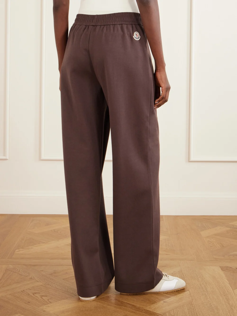 Back view of the Moncler Logo-appliquéd Cotton-blend Track Pants