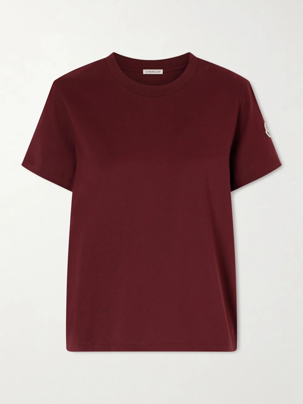Moncler Logo-appliquéd Cotton-jersey T-shirt in burgundy