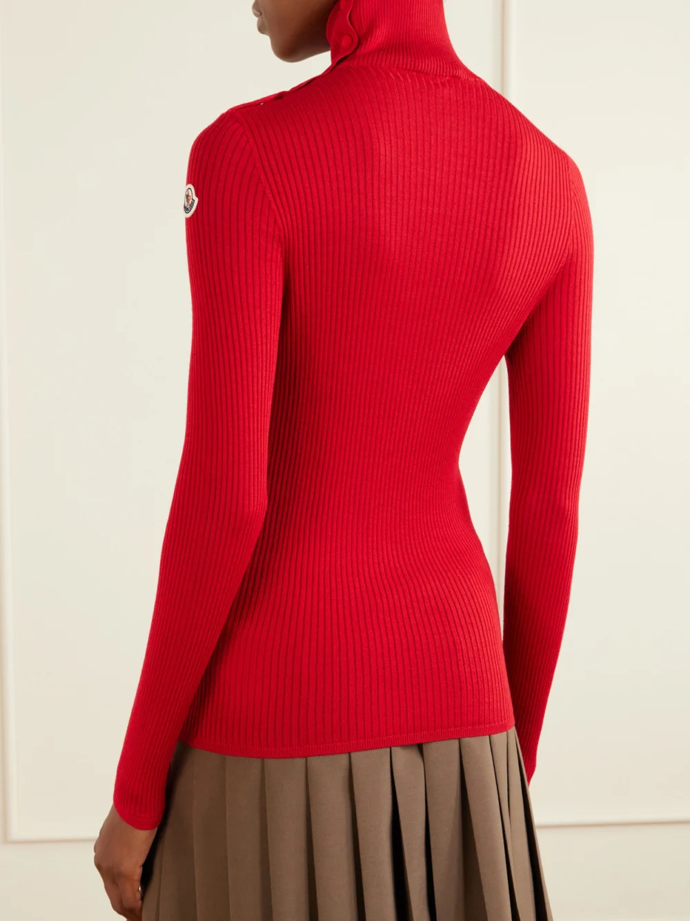 Back view of the Moncler Logo-appliquéd Ribbed Wool Sweater