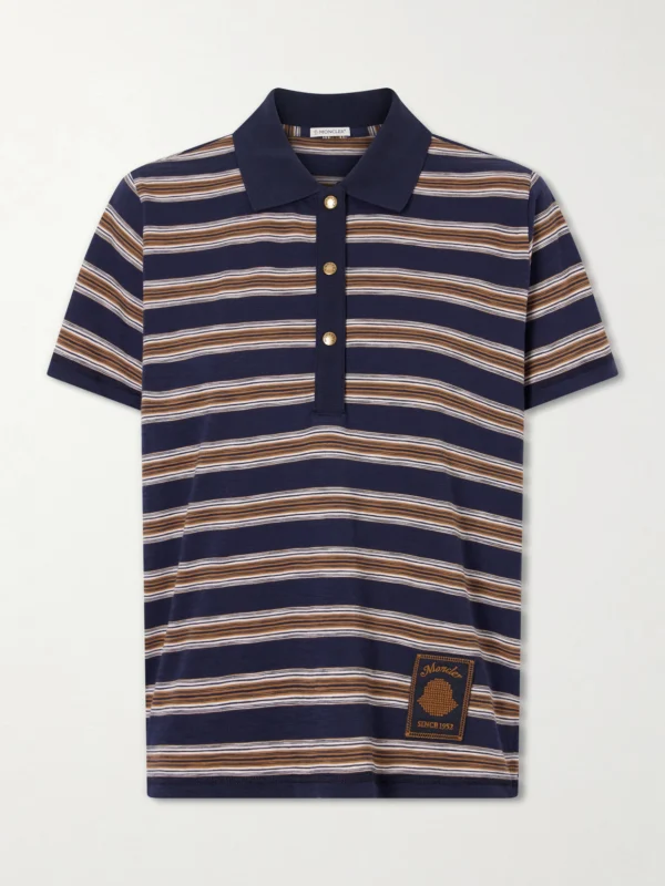 Moncler Logo-appliquéd Striped Cotton Polo Shirt