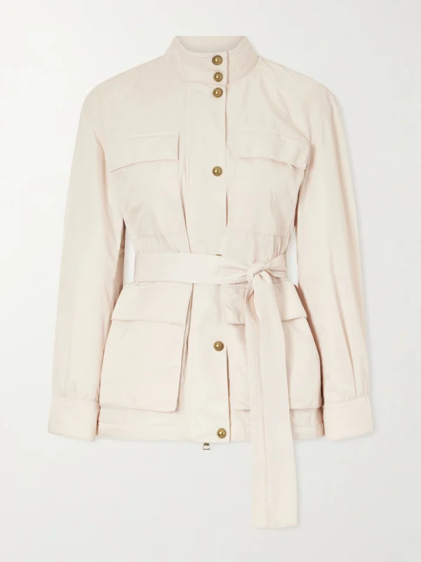 Moncler Maitake Appliquéd Belted Gabardine Jacket