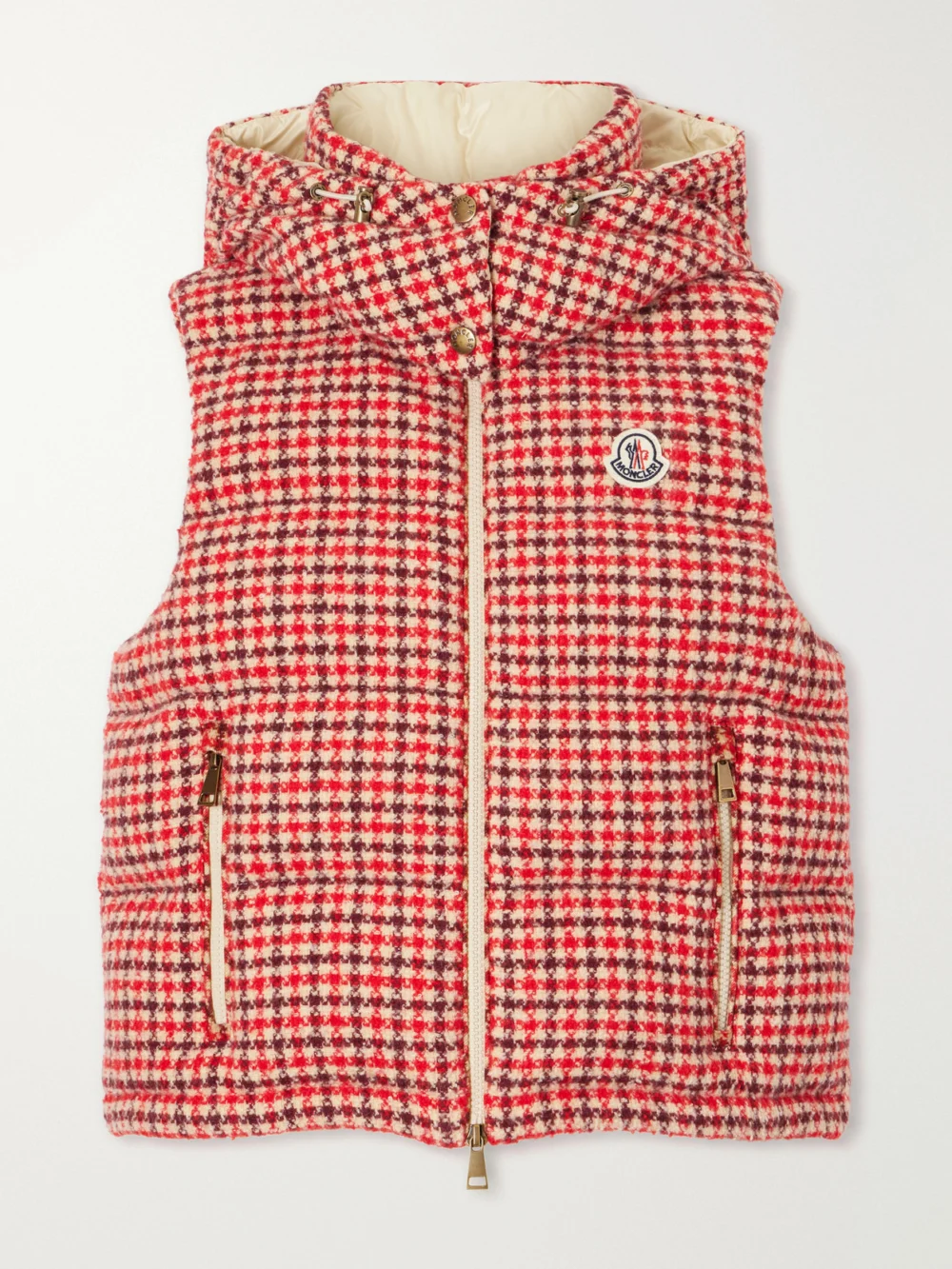 Moncler Niverolle Logo-appliquéd Padded Wool-blend Tweed Vest in red