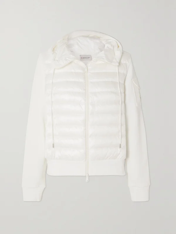 Moncler Paneled Cotton-blend Terry and Quilted Shell Down Hoodie
