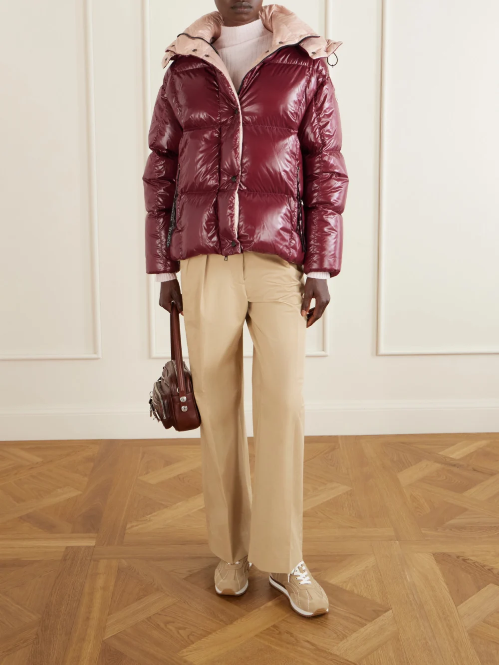 Moncler Parana Quilted Shell Down Jacket, worn by a model