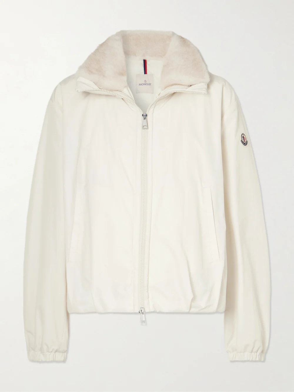 Moncler Pervenche Convertible Plush-trimmed Shell Down Jacket in off-white